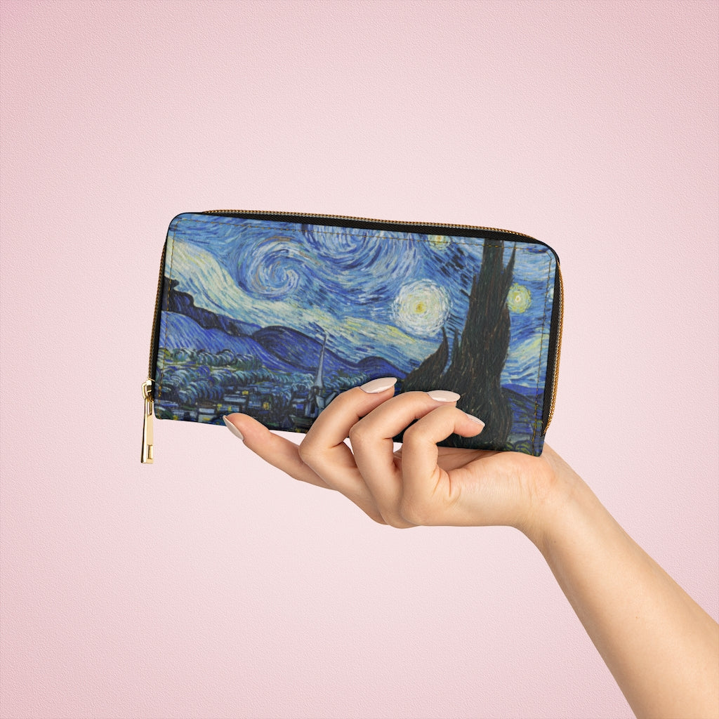  My Little Nest Women Genuine Leather Wallet Purse Starry Night  Van Gogh Oil Painting Card Holder Organizer Clutch Multi : Clothing, Shoes  & Jewelry